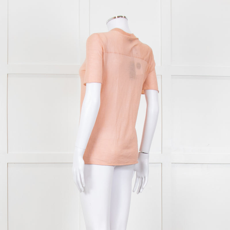 Joseph Peach Fine Cashmere Short Sleeve Top