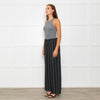 Free People Black Green Striped Cotton Trousers
