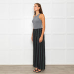Free People Black Green Striped Cotton Trousers