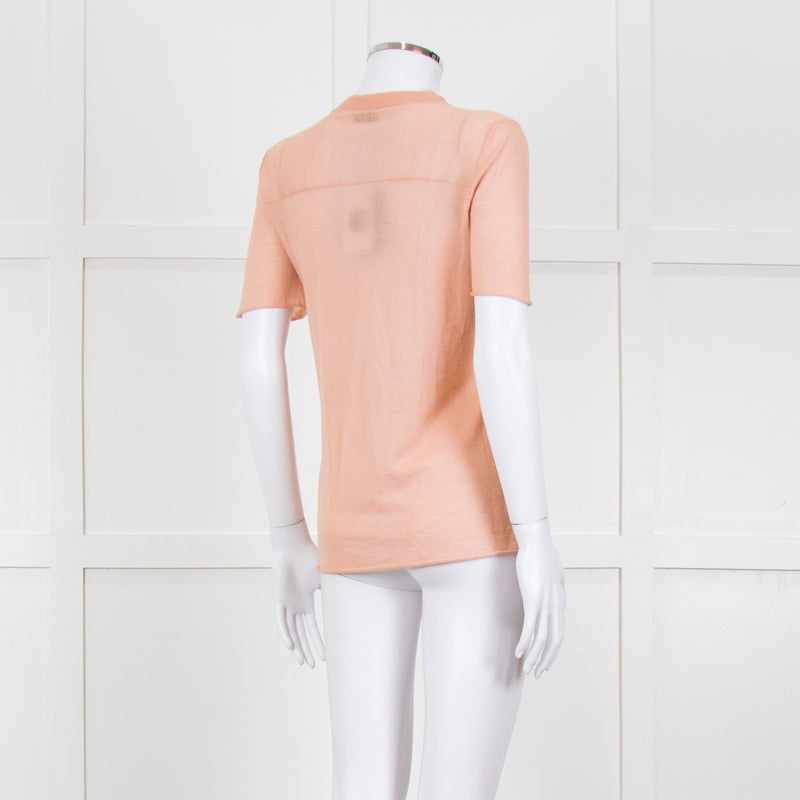 Joseph Peach Fine Cashmere Short Sleeve Top