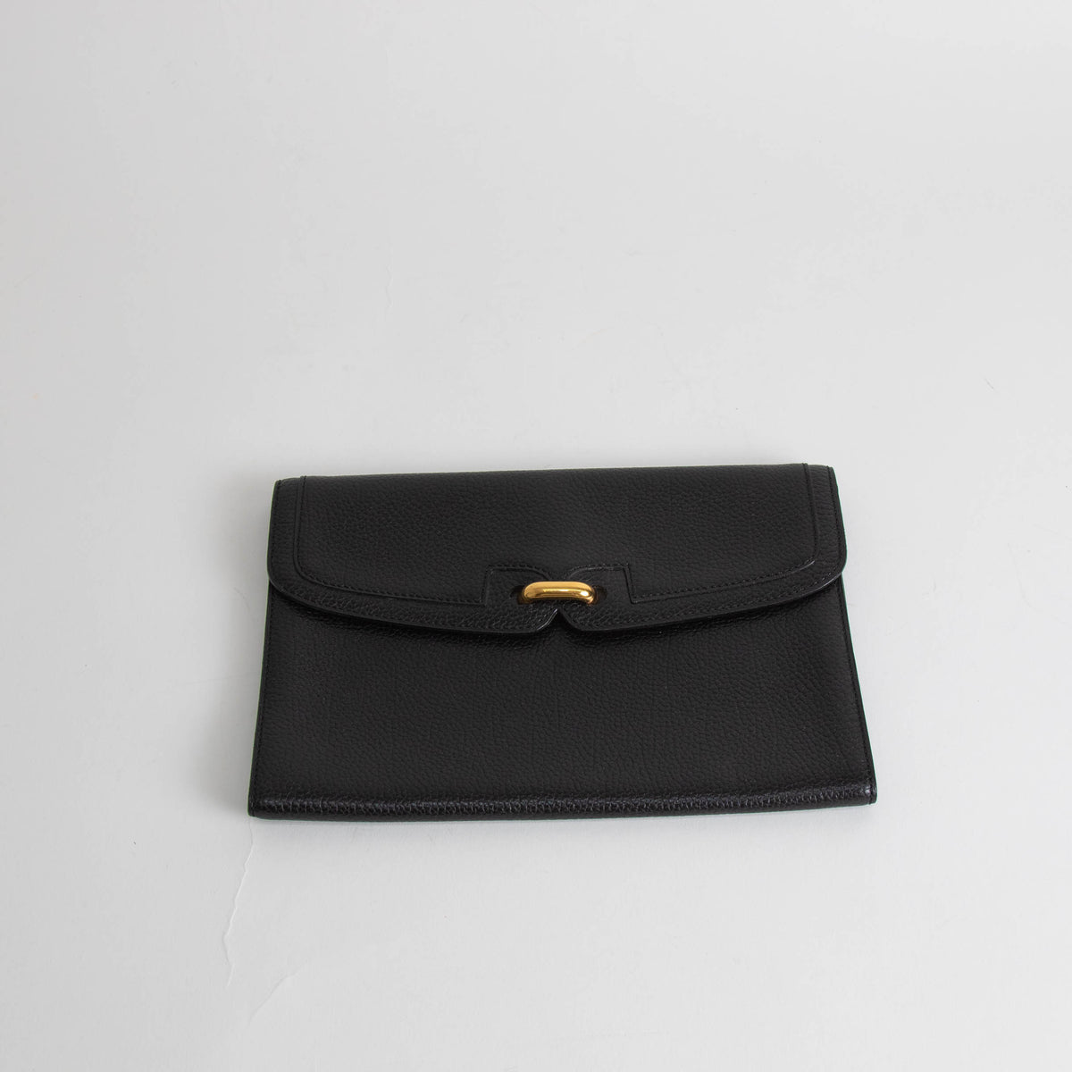 Delvaux Black Grainy Leather Pochette