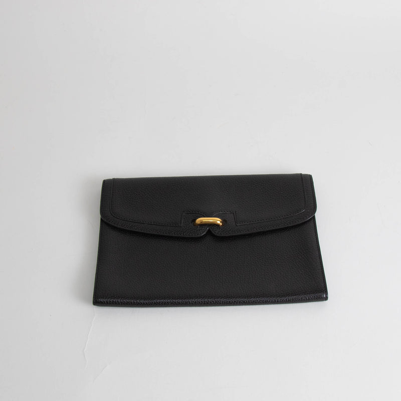 Delvaux Black Grainy Leather Pochette