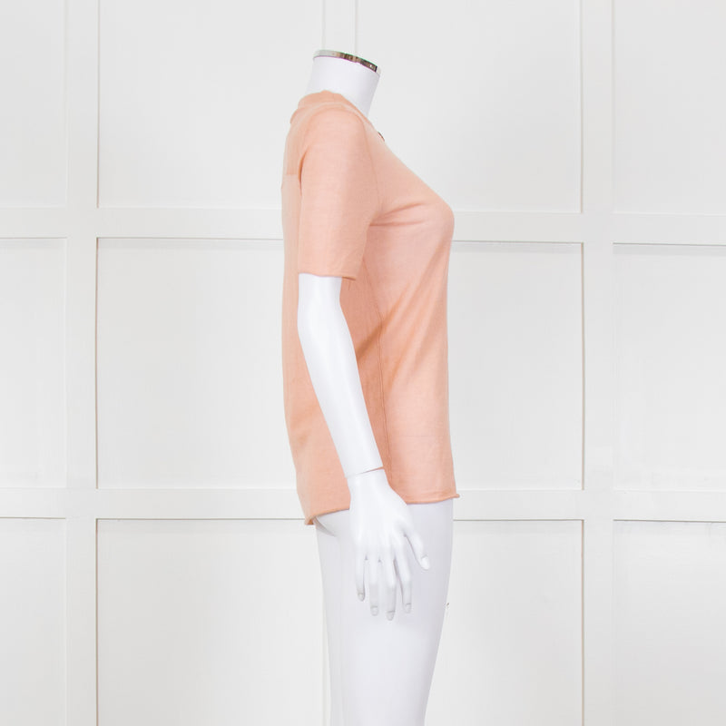 Joseph Peach Fine Cashmere Short Sleeve Top