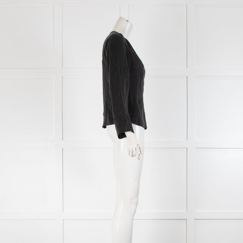 Realisation Par Black Silk Tie Front Blouse
