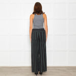 Free People Black Green Striped Cotton Trousers