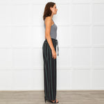 Free People Black Green Striped Cotton Trousers