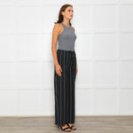 Free People Black Green Striped Cotton Trousers