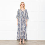 Primrose Park Grey Snakeprint Ruffle Sleeve Maxi Alice Dress
