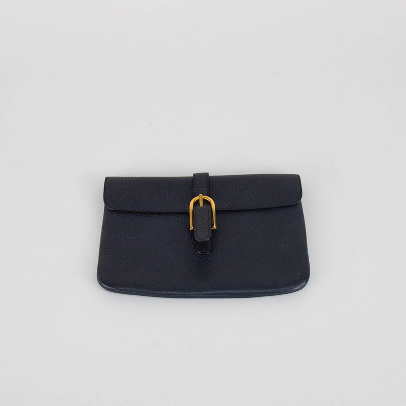 Delvaux Navy Grainy Leather Belt Pouch