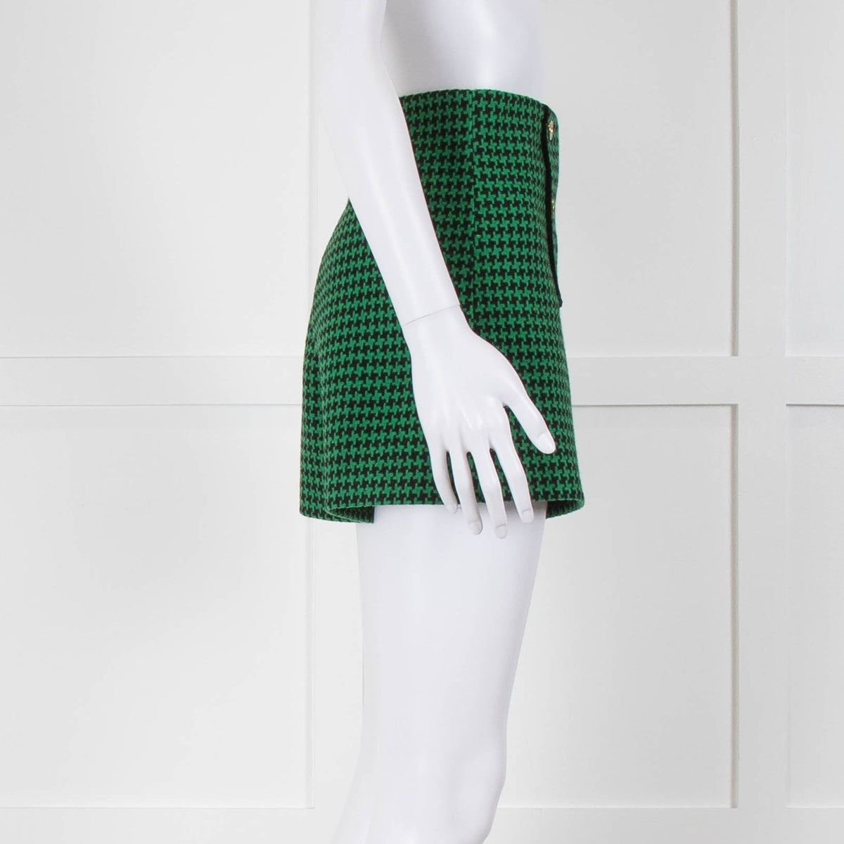 Glamoda Style X Sophie Hermann Green & Black Check Pied De Poule Shorts