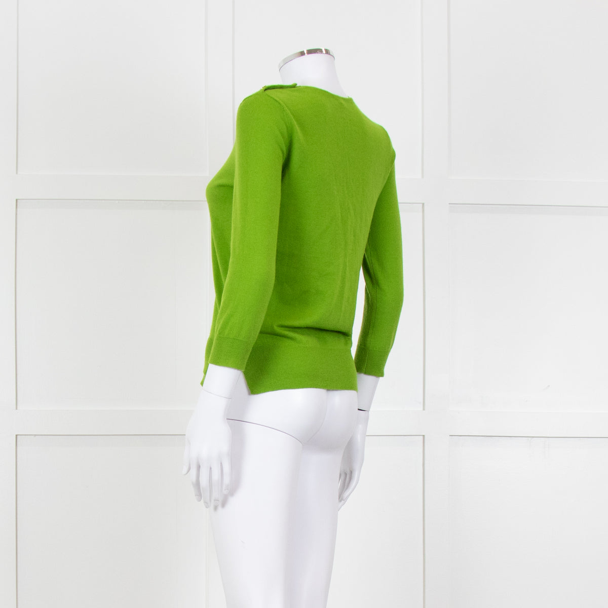 Joseph Green Metalic Shoulder Button Round Neck Jumper