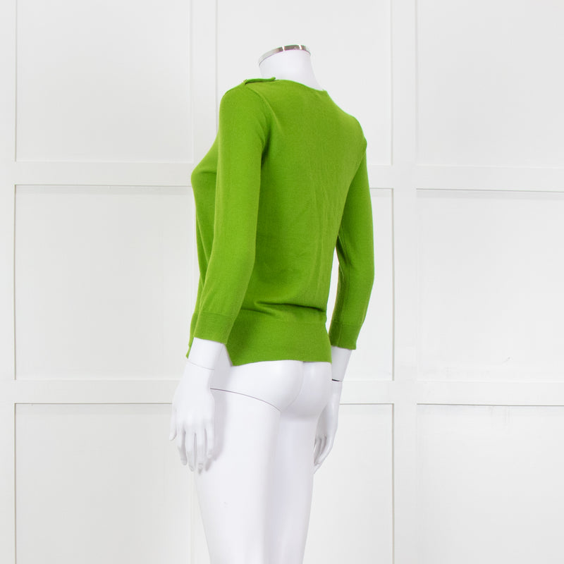 Joseph Green Metalic Shoulder Button Round Neck Jumper