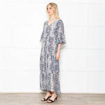 Primrose Park Grey Snakeprint Ruffle Sleeve Maxi Alice Dress