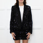 Zadig & Voltaire Black Sequin Collarless Jacket