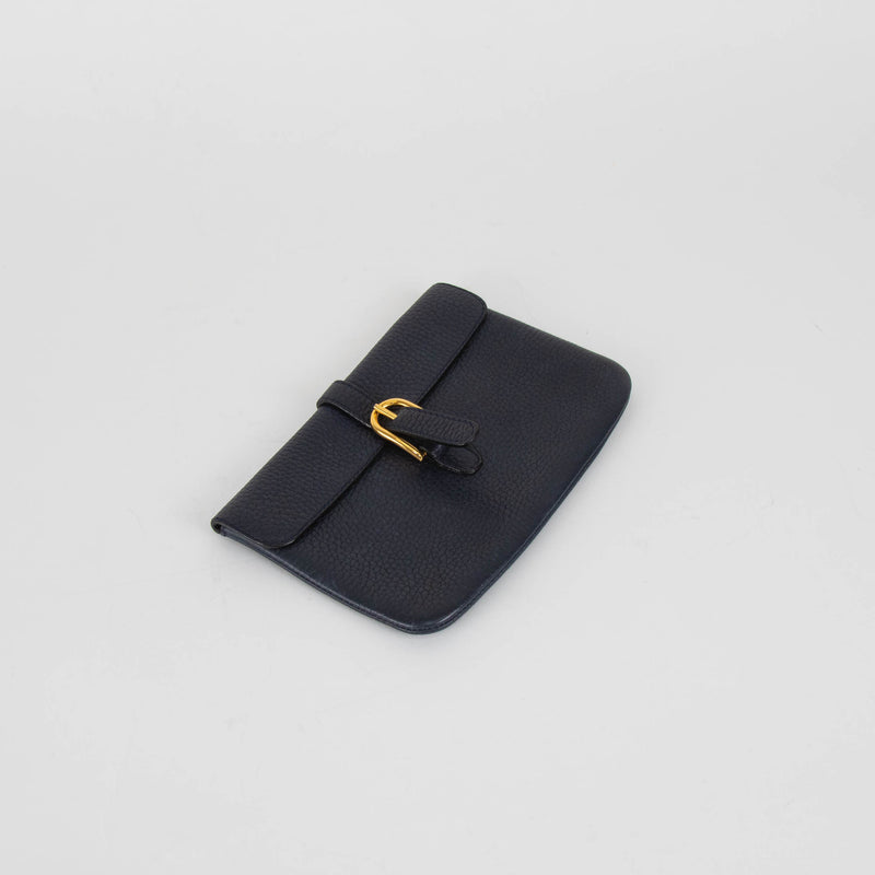 Delvaux Navy Grainy Leather Belt Pouch