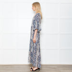 Primrose Park Grey Snakeprint Ruffle Sleeve Maxi Alice Dress