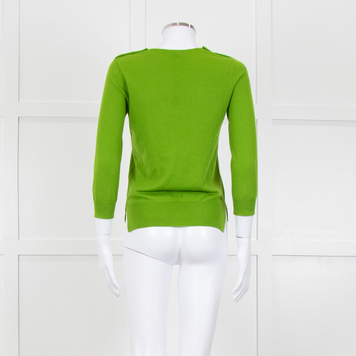 Joseph Green Metalic Shoulder Button Round Neck Jumper