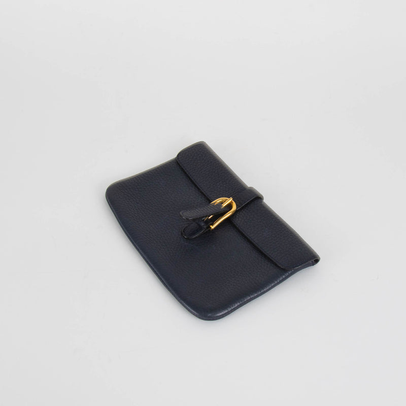 Delvaux Navy Grainy Leather Belt Pouch