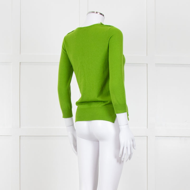 Joseph Green Metalic Shoulder Button Round Neck Jumper