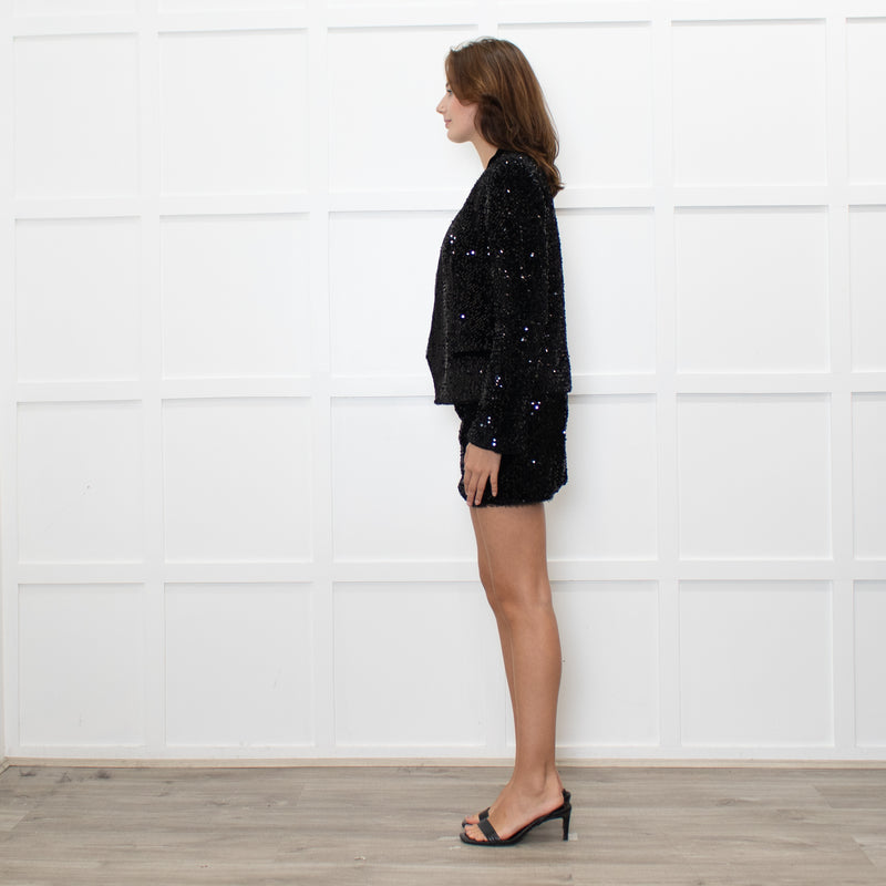 Zadig & Voltaire Black Sequin Collarless Jacket