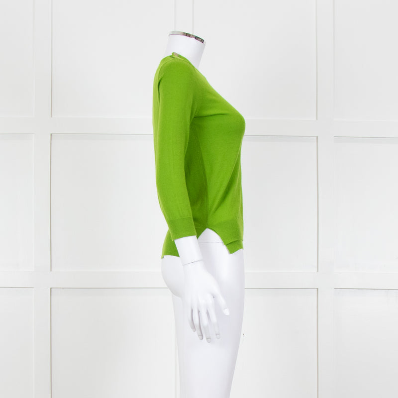 Joseph Green Metalic Shoulder Button Round Neck Jumper