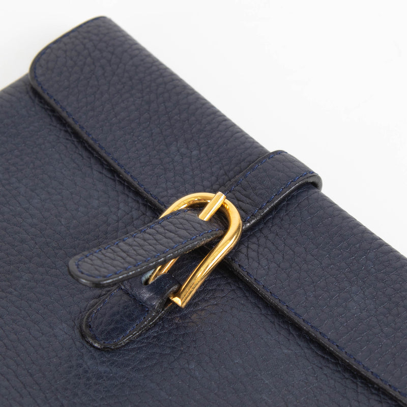 Delvaux Navy Grainy Leather Belt Pouch