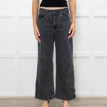 Sezane Grey Denim Wide Leg Jeans