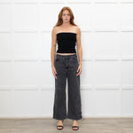Sezane Grey Denim Wide Leg Jeans