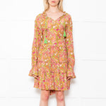 Dea Kudibal Maria Petal Parakeet Paisley Floral Tiered Skirt Midi Dress