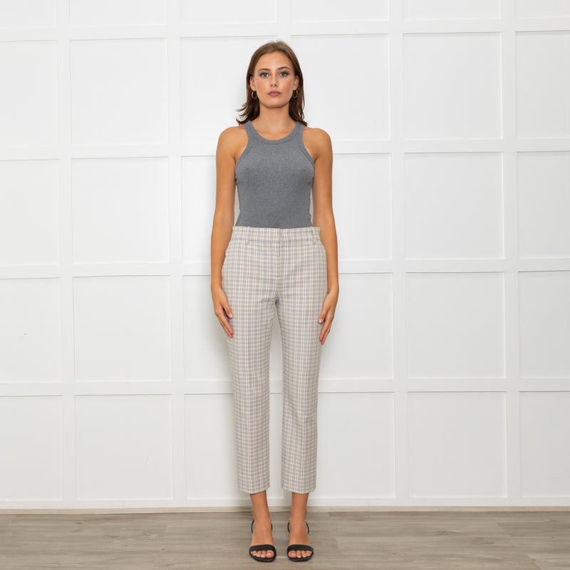 Tory Burch Blue Yellow Stretch Trousers
