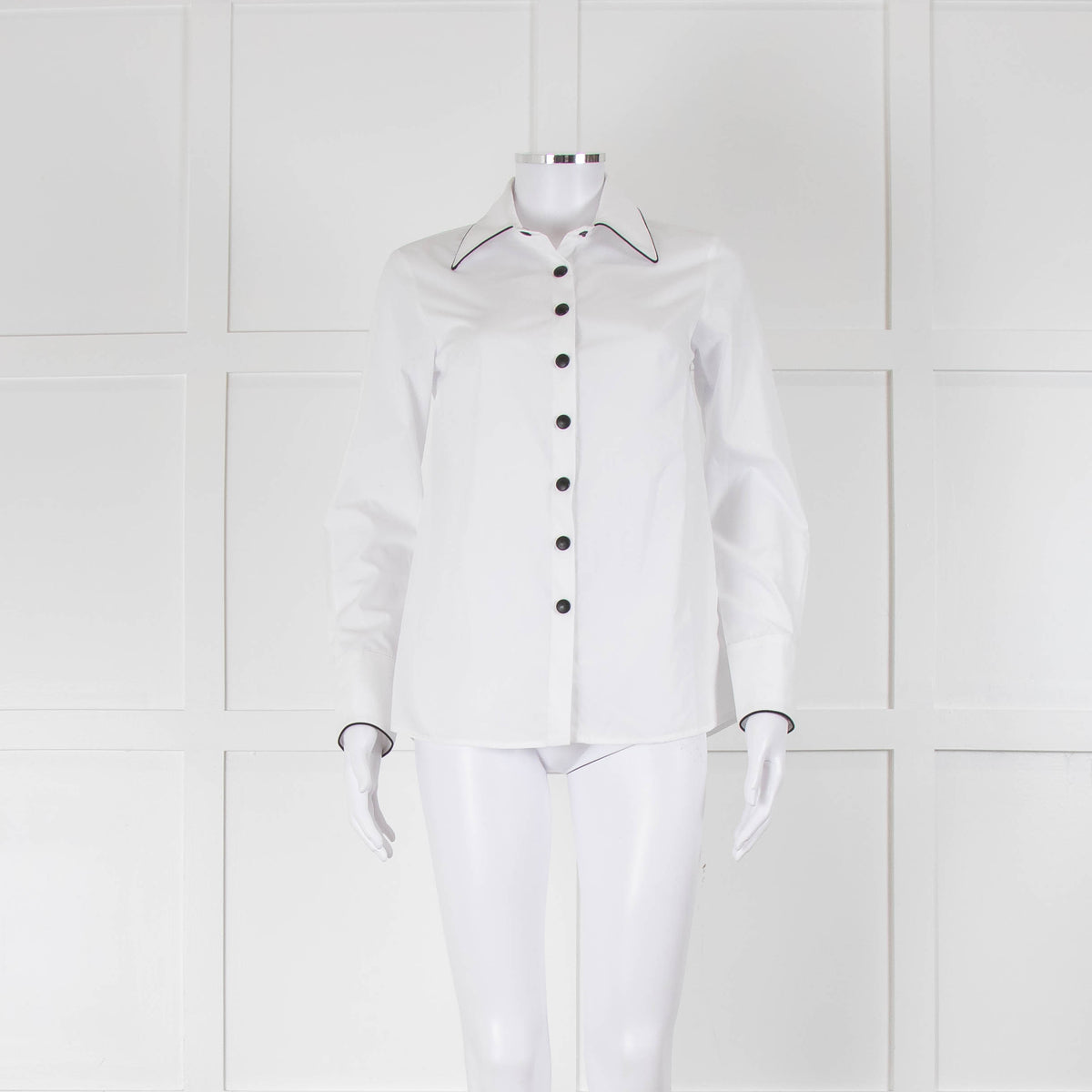 Glamoda Style X Sophie Hermann White Shirt With Black Buttons