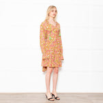 Dea Kudibal Maria Petal Parakeet Paisley Floral Tiered Skirt Midi Dress
