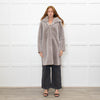 Suprema Grey Shearling Reversible Hooded Coat