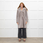 Suprema Grey Shearling Reversible Hooded Coat