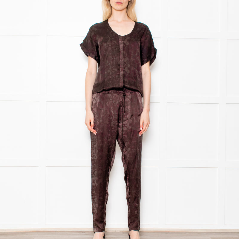 Rabens Saloner Dark Green Snake Print Jumpsuit