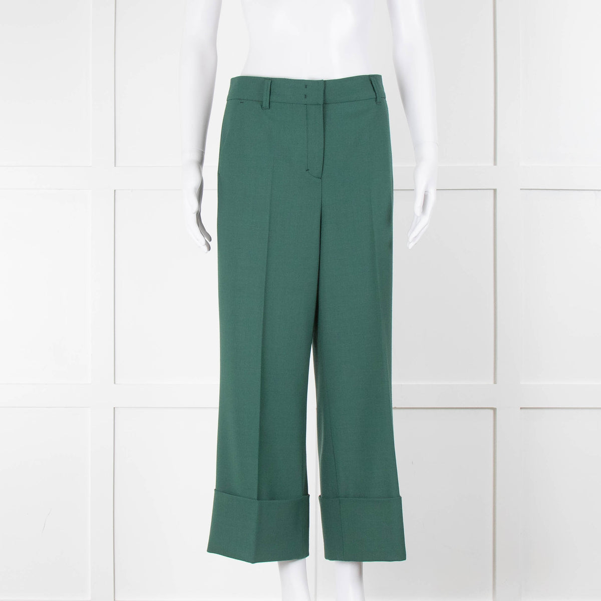 Dorothee Schumacher Green Cropped Turn Up Trousers
