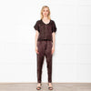 Rabens Saloner Dark Green Snake Print Jumpsuit