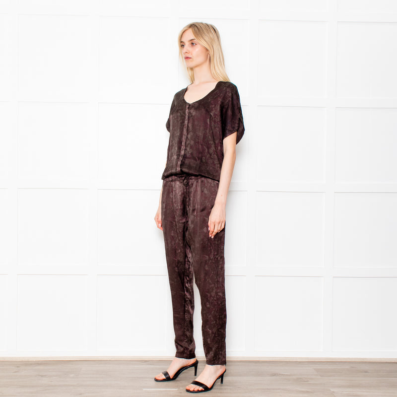 Rabens Saloner Dark Green Snake Print Jumpsuit