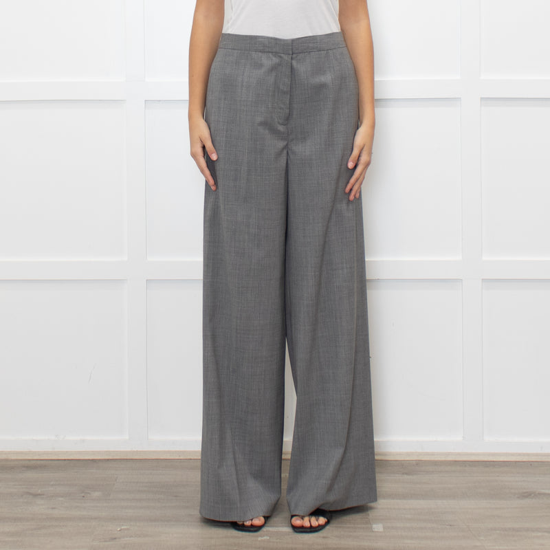 Fabiana Filippi Light Grey Fine Wool Wide Leg Trousers