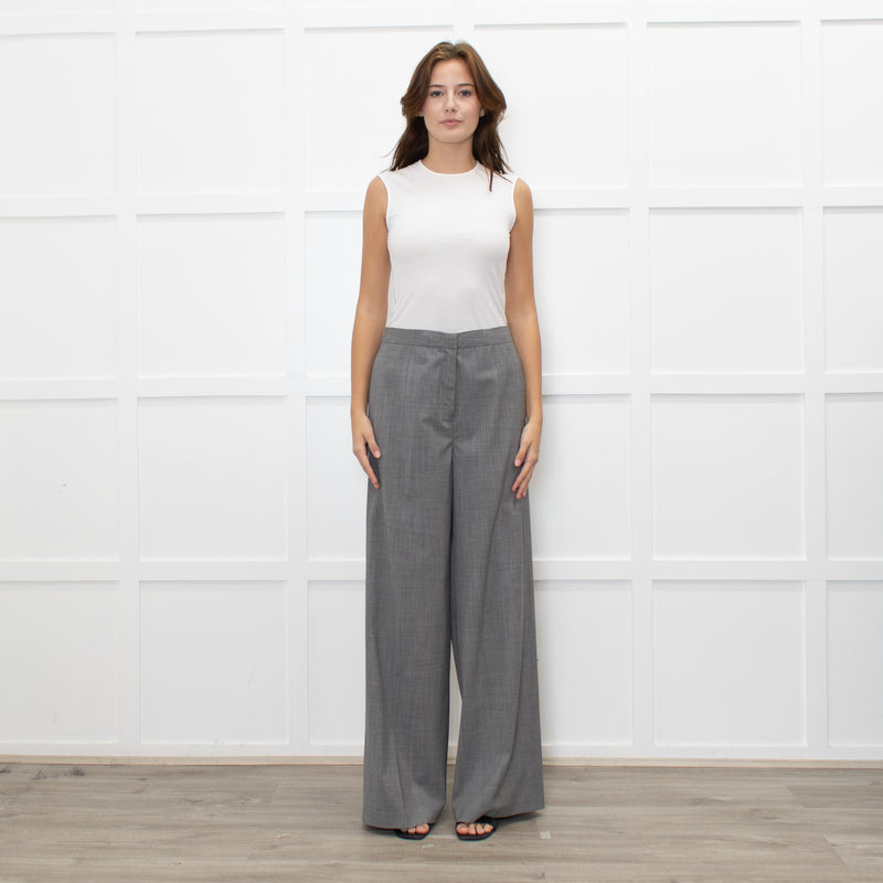 Fabiana Filippi Light Grey Fine Wool Wide Leg Trousers