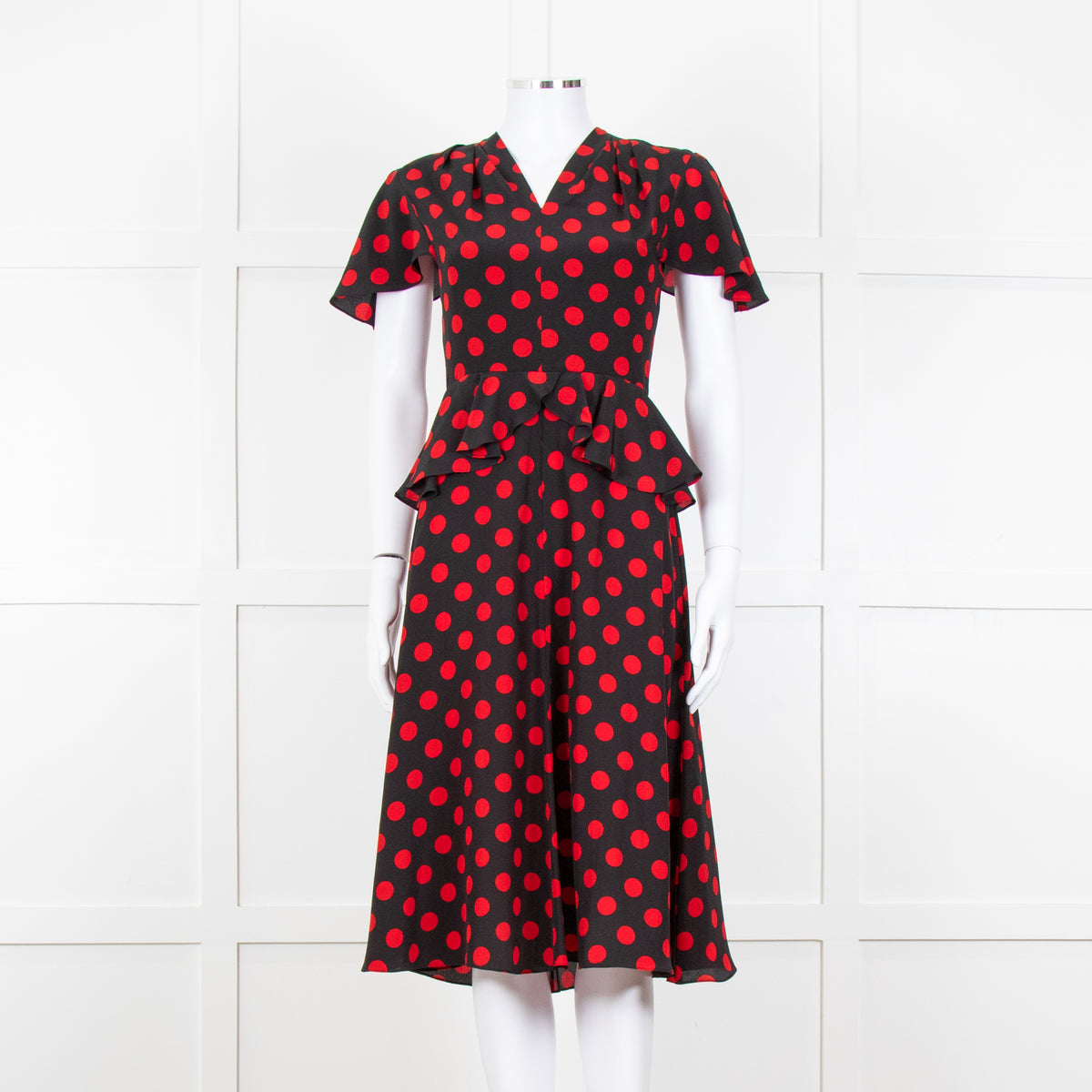 Michael Kors Collection Black Red Dot Belted Dress