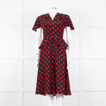 Michael Kors Collection Black Red Dot Belted Dress