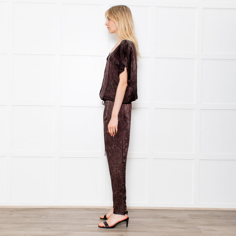 Rabens Saloner Dark Green Snake Print Jumpsuit
