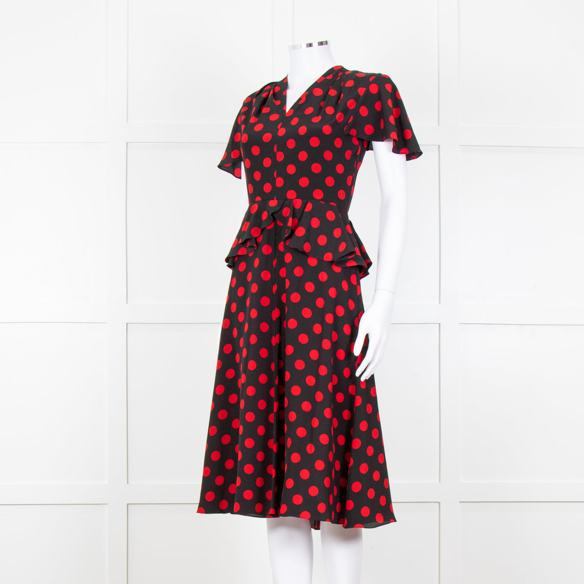 Michael Kors Collection Black Red Dot Belted Dress