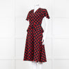 Michael Kors Collection Black Red Dot Belted Dress