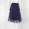 Sandro Blue Skirt With Mesh Overlay