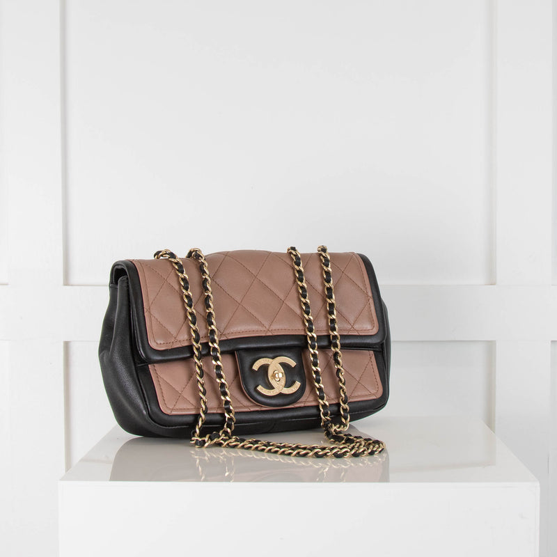 Chanel Graphic Quilted Flap Bag with Brushed Gold Hardware