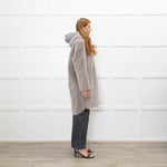 Suprema Grey Shearling Reversible Hooded Coat