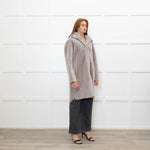 Suprema Grey Shearling Reversible Hooded Coat