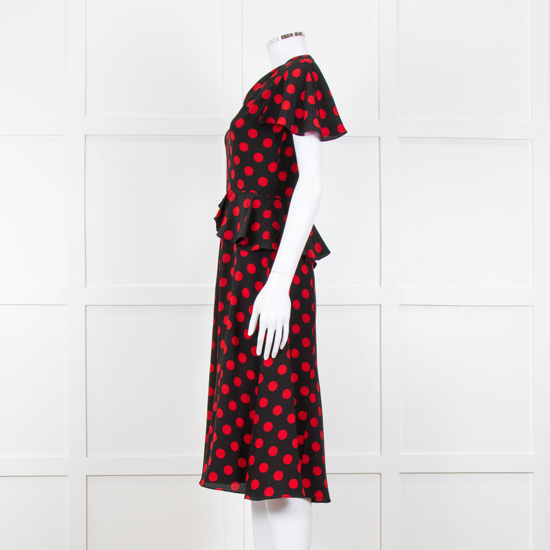 Michael Kors Collection Black Red Dot Belted Dress